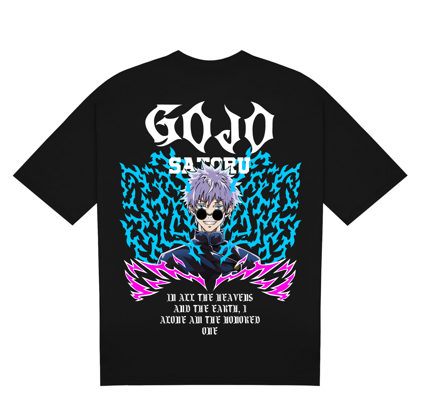 gojo satoru, jujutsu kaisen, anime tshirt, black, back