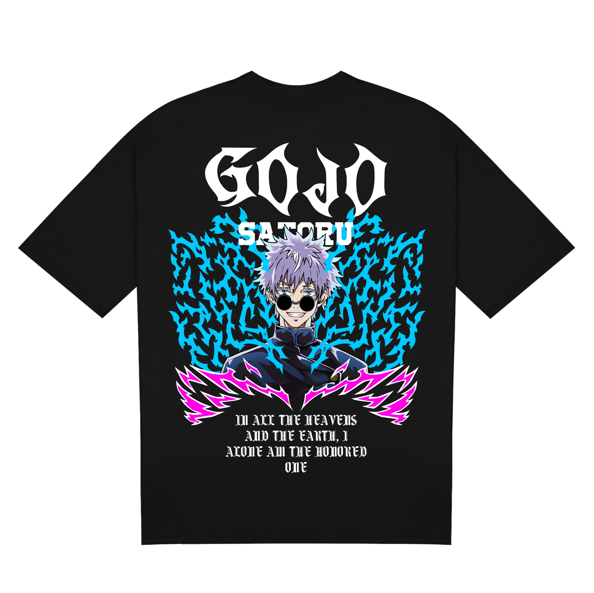 gojo satoru, jujutsu kaisen, anime tshirt, black, back