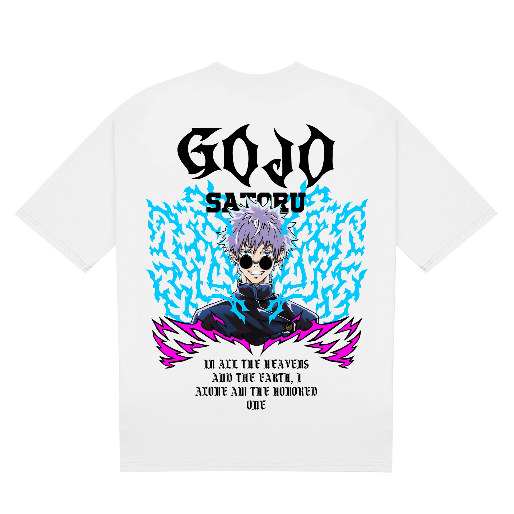 gojo satoru, jujutsu kaisen, anime tshirt, white, back